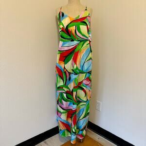Nicole Miller New York Abstract Satin Maxi Dress size Small
